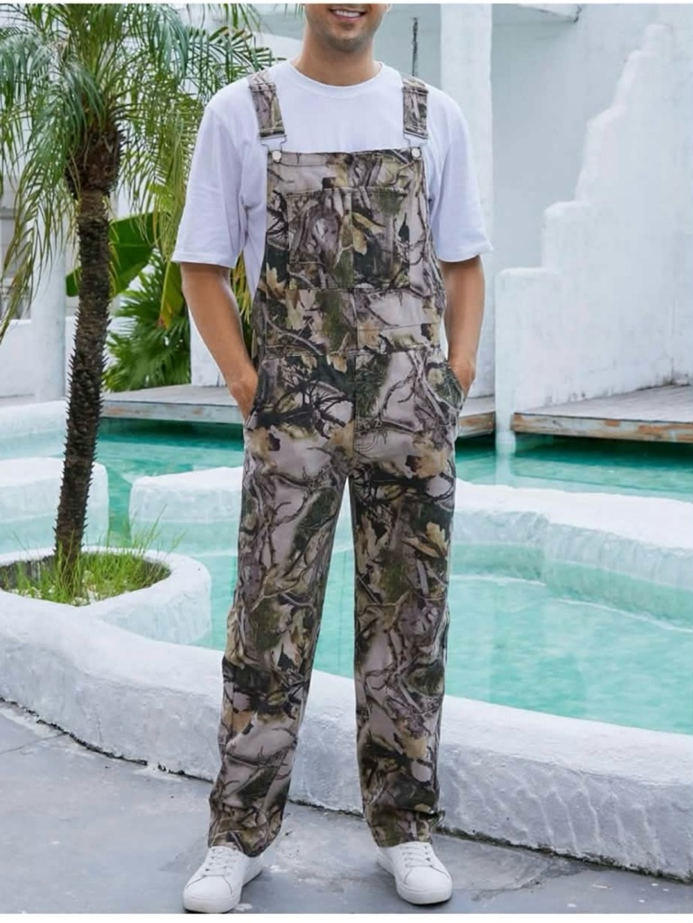 Men's Camouflage Utility Overalls - Green Camo size M